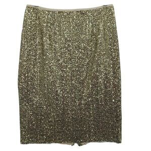 Chico's Gold Sequin Pencil Skirt S Back Zip Polyester
